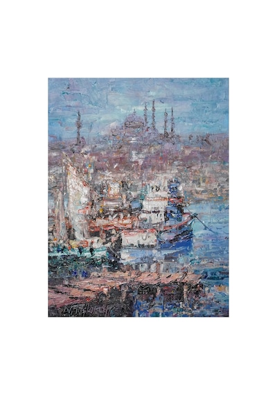 Pastel Renklerle Kız Kulesi Ve Tekneler
