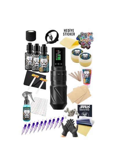 T-rex Black Kablosuz 7 Stroke Değişebilir Dövme Makinesi Seti - Premium Dövme Seti Copy