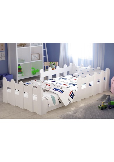 Tuliplife Montessori Karyola Beyaz 90x190 Yatak Uyumlu Oval Kesim Çocuk Yatağı-Tlp-216