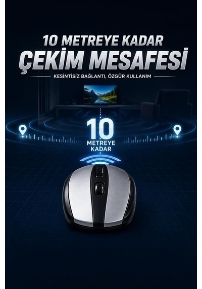 Delux Serisi Teknoloji Günlük Kolaylık Mouse Optik Kablosuz Fare Tm08 Mavi