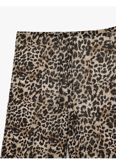 Koton Bol Paça Leopar Desenli Tül Plaj Pantolonu Kahverengi Desenli 6sak60002mk Kahverengi