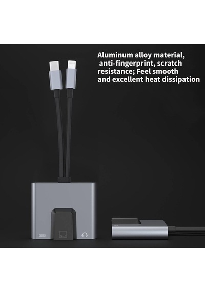3 İn 1 Lightning & Type-c Ethernet Adaptörü Rj45, Aux, Şarj Desteği