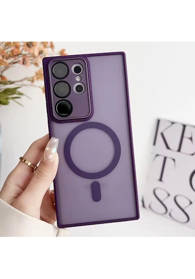 Samsung Galaxy S25 Ultra Uyumlu Magsafe Lens Korumalı Kılıf Mor