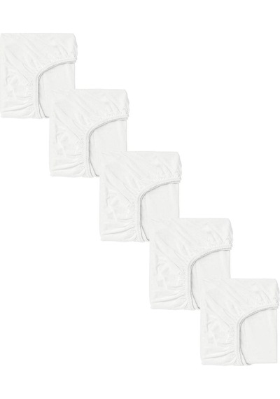 5 Adet Pamuklu Ve Lastikli 60 X 120 + 15 Cm Penye Bebek Çarşaf-beyaz