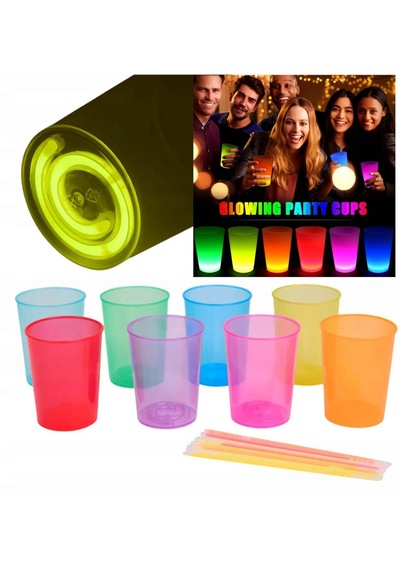 Karanlıkta Yanan Gece Işığı Mega Glow Bardaklar 8 Adet 8.5 X 10.5 Cm 5691 "