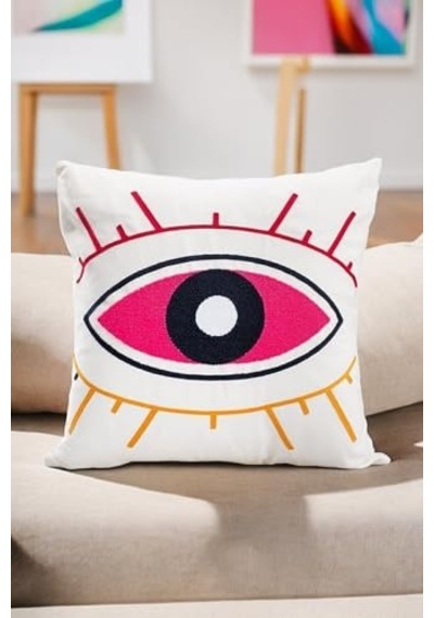 Asdiva Bohem 45x45 Özel Tasarım Punch Panç Süzene Desen Dekoratif Kırlent Kılıfı Modern Beyaz 20 Diğer