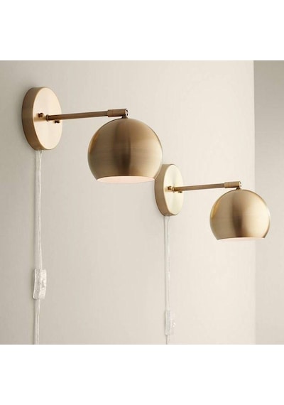 Rsylight Retro Eskitme Kaplama Ledli Metal Mafsallı Kablolu Fişli Dekoratif Rustik Aplik Beyaz Ampullü Eskitme