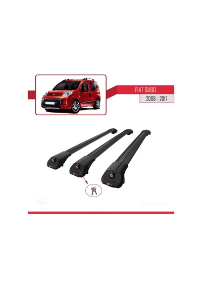 Fiat Qubo 2008-2017 Arası İle Uyumlu Ace-1 Ara Atkı Tavan Barı Siyah 3 Adet Bar