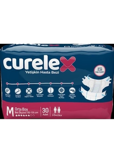 Curelex Belbantlı Yetişkin Hasta Bezi M 30'Lu
