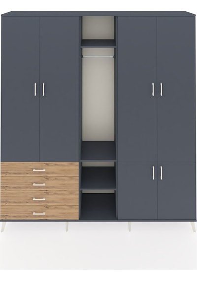 Hyperion Dolap 14 Raflı 4 Çekmeceli Tek Askılı 220x44x243 Antrasit-antrasit/çam Çok Renkli Hyperion Dolap 14 Raflı 4 Çekmeceli Tek Askılı 220x44x243 Antrasit-antrasit/çam Çok Renkli