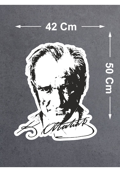 Atatürk Silüet Sticker - Araba Oto Araç Motosiklet Karavan Sticker - 00017 50x42 Cm