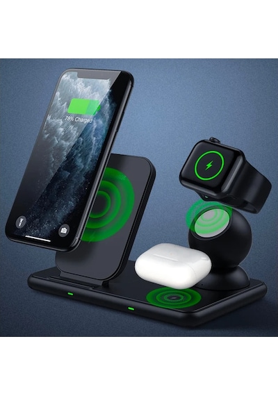 Ally W58 15w Qi Hızlı Şarj 4 İn 1 Apple     Uyumlu iPhone+ AirPods Pro Kablosuz Şarj Standı- 5775
