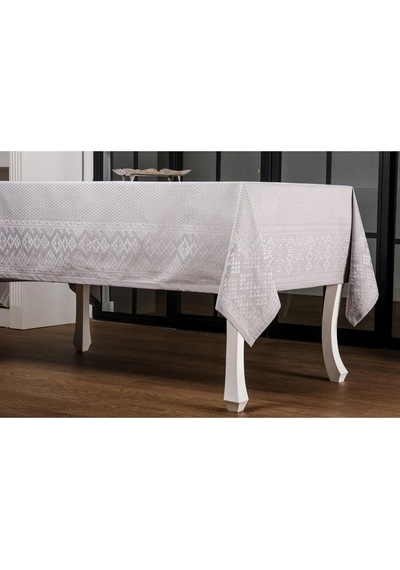Ezgi Lüx Jakar Polycotton Kumaş Gri Masa Örtüsü 160x220 Cm - 1065 Çok Renkli