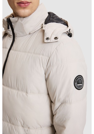 U.S. Polo Assn. Erkek Taş Kapüşonlu Yaka Regular Fit Ara Boy Fermuarlı Cepli Kaban 50328178-vr049 Taş Rengi