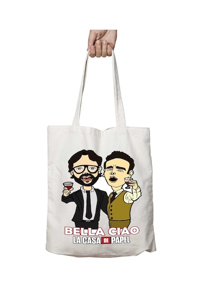 Art Hediye La Casa De Papel - Bella Ciao Tasarımı İki Taraf Kalıcı Yıkanabilir Okul Plaj Omuz Bez Çanta Çok Renkli