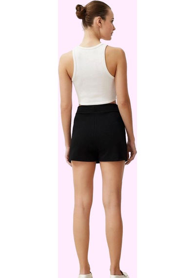 Ersefa Kadın A Line Örme Mini Şort Etek Polyester Casual Günlük Kullanım Siyah