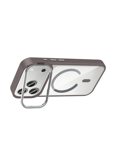 Apple iPhone Uyumlu 17 Pro Kılıf Kamera Standlı Magsafe Destekli Şeffaf Arka Yüz Silikon Pazarplus Pembe