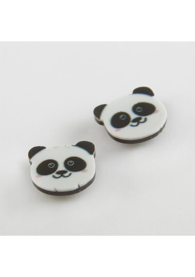Panda Mıknatıslı Plastik Çocuk Küpesi - Beyaz N145