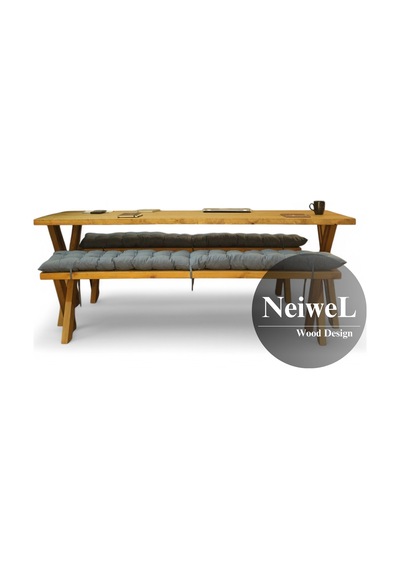 Neiwel Adel Doğal Ahşap Banklı Toplantı Masasıı x 100 x 280 Açık Ceviz