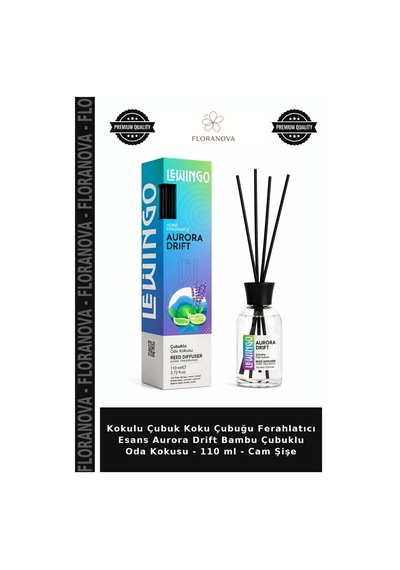 Kokulu Çubuk Koku Çubuğu Ferahlatıcı Esans Aurora Drift Bambu Çubuklu Oda Kokusu - 110 Ml - Cam Şişe Çok Renkli