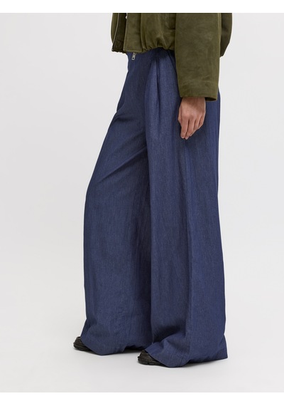 Jack & Jones Kadin Orta Bel Wide Leg Pantalon - Debby - 12287867 Dark Blue Denim