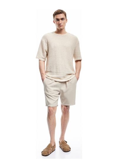 Koton Viskon Cep Detaylı Rayon Beli Bağcıklı Bermuda Chino Şort Bej 5sam40019hw Ekru