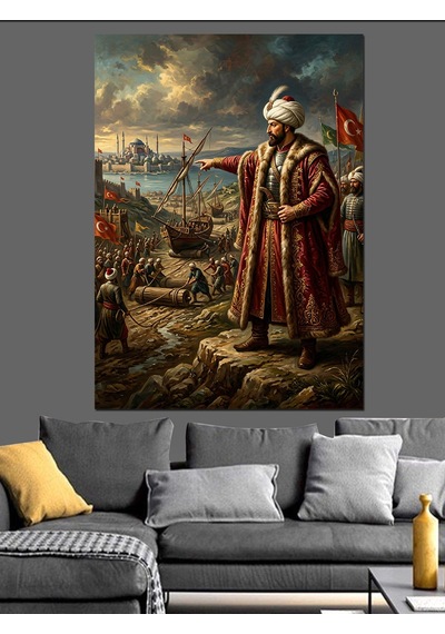 Fatih Sultan Mehmet Tablosu Dekoratif Kanvas - Mdf Ahşap Tablo