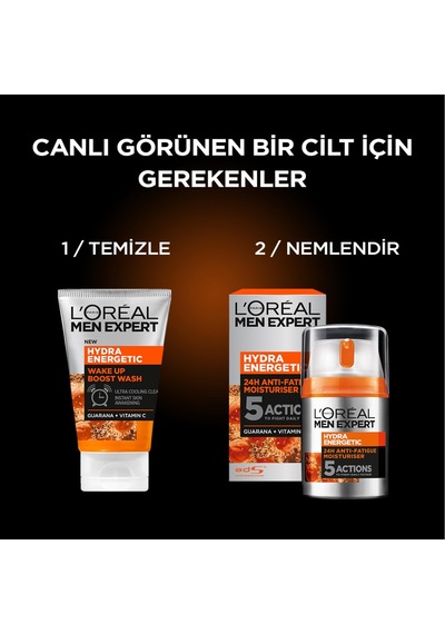 Men Expert Hydra Energetic Wake Up Boost Yüz Temizleme Jeli 100 Ml