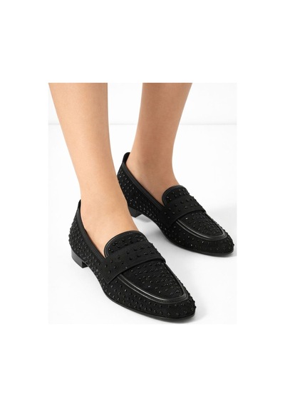 Mery Ceyn Taşlı Küt Kare Loafer Şık Babet Siyah-siyah