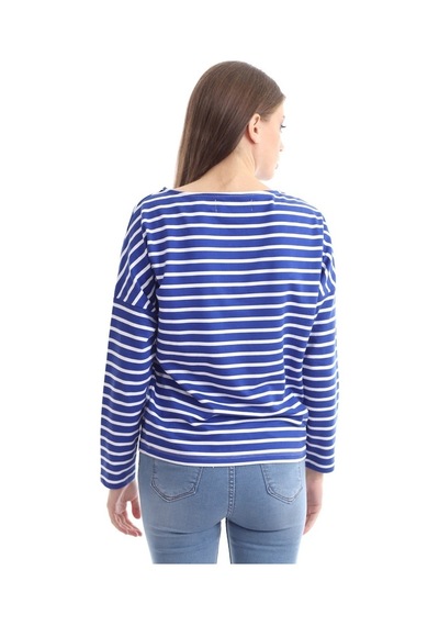 Kadın Çizgili Lacivert Sweatshirt Lacivert