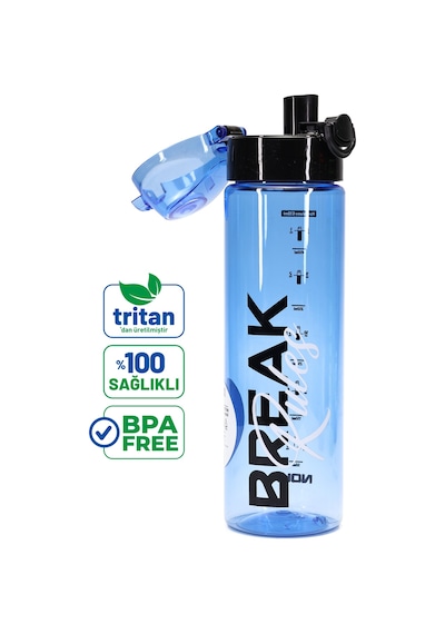 Su Matarası Tritan Geniş Ağız Su Şişesi Break Rules Spor Matarası Suluğu Bpasız 630 Ml Mavi 0102