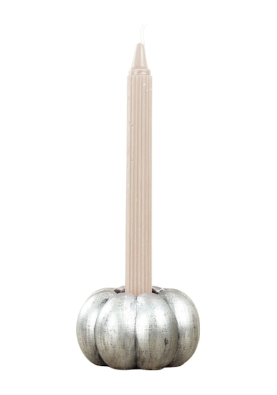 Eskitme Mumluk Şamdan Tealight Ve İnce Mum Uyumlu Kabak Model - Gümüş Eskitme