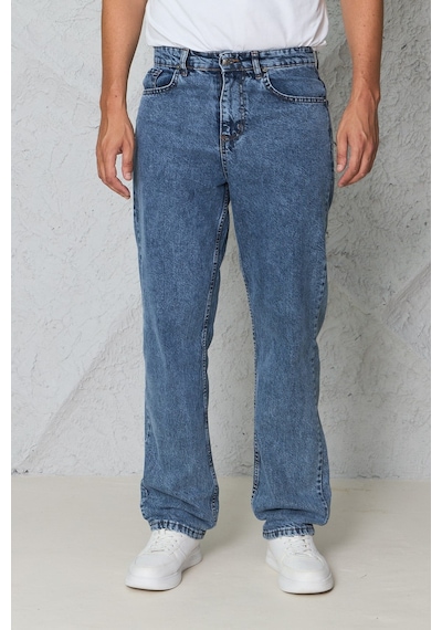 Blayn Jeans Erkek Antrasit Baggy Kot Pantolon - Geniş Kalıp Günlük Rahat Denim Jean Taş