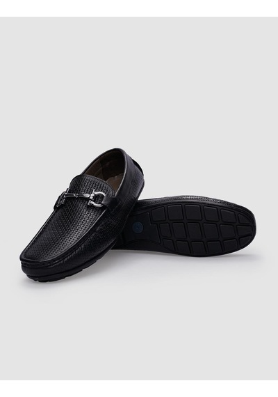 Cabani %100 Hakiki Deri Siyah Tokalı Erkek Loafer Siyah