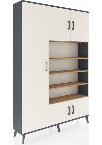 Arges Dolap 10 Raflı 5 Kapaklı 132x30x195 Antrasit-aytaşı/çam Antrasit Arges Dolap 10 Raflı 5 Kapaklı 132x30x195 Antrasit-aytaşı/çam Antrasit