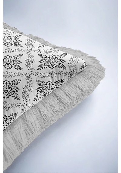 Damask Çiçek Motifli Zarif Saçaklı Yastık Kılıfı - Otantik Floral Siyah Gri Püsküllü Kırlent Kılıfı Derin Atlas Nova Damask Çiçek Motifli Zarif Saçaklı Yastık Kılıfı - Otantik Floral Siyah Gri Püsküllü Kırlent Kılıfı Derin Atlas Nova