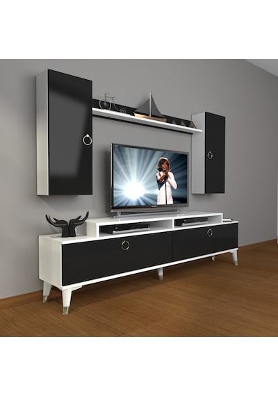 Decoraktiv Ekoflex 7 Mdf Gold Tv Ünitesi Tv Sehpası Beyaz - Siyah