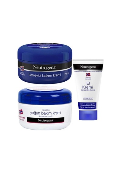 Neutrogena Norveç Formülü Besleyici Bakım Kremi 200 ML + Yoğun Bakım Kremi 200 ML + Parfümlü El Kremi 50 ML