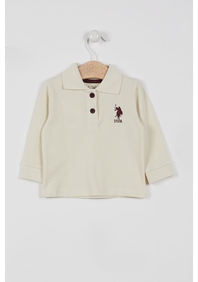 U.S. Polo Assn. Lisanslı Classic Uzun Kol Yakalı Bebek Sweatshirt - Ekru