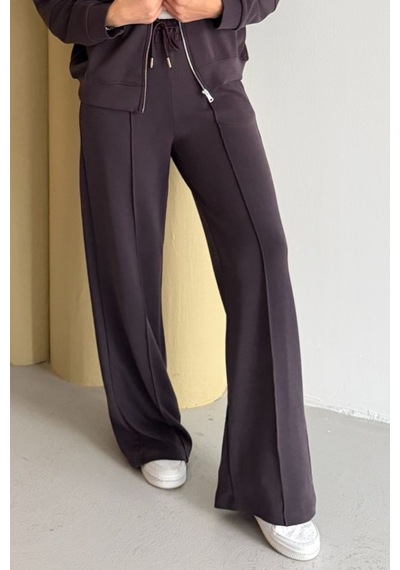 Balenbi Kadın Oversize Fermuarlı Modal Spor Takım Wide Leg Bol Paça 1194 - Form Serisi Kahverengi