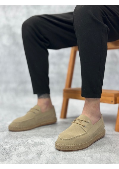 Ba0358 Boa Doğal Deri Tozu Bağcıklı Kauçuk El Yapımı Espadril Taban Bej Renk Erkek Ayakkabı Bej Ba0358 Boa Doğal Deri Tozu Bağcıklı Kauçuk El Yapımı Espadril Taban Bej Renk Erkek Ayakkabı Bej