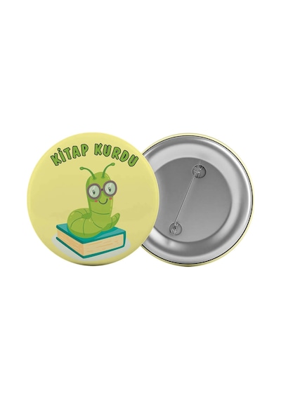 Kitap Kurdu Çanta Rozeti 20 Adet En Büyük Boy 5.8cm İğneli Broş
