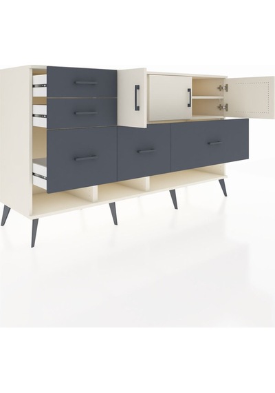 Kronos Konsol 3 Raflı 5 Çekmeceli 3 Kapaklı 176x59x99 Aytaşı-ayta Aytaşı-aytaşı/antrasit