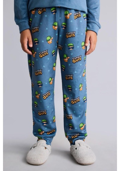 Defacto Stumble Guys Baskılı Kadife 2li Pijama Takımı Erkek Çocuk I3436a826cwbe764 Mavi-be764