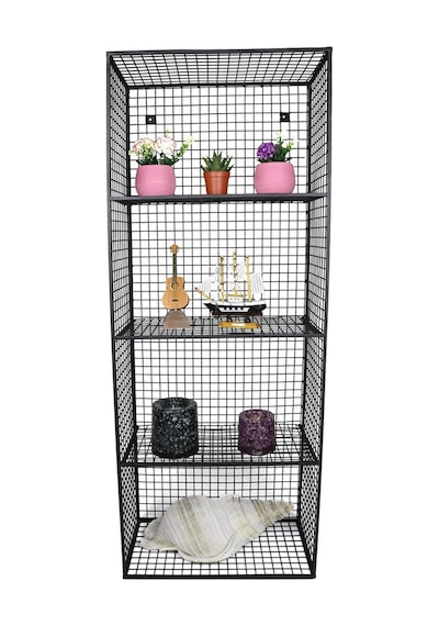 Wessdizayn Metal Duvar Rafı 4 Gözlü Kitaplık Grid Kafes Tel Model Wd-61