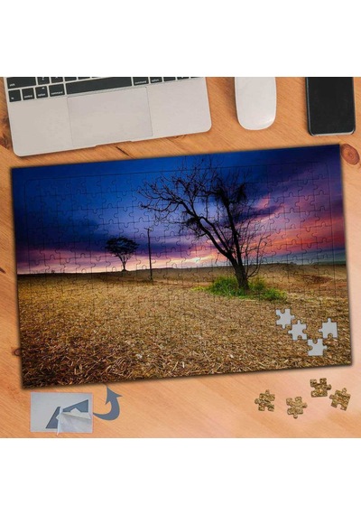 Pembe Mavi Gökyüzü, Kuru Ağaç 240 Parça Puzzle Yapboz Tablo-965