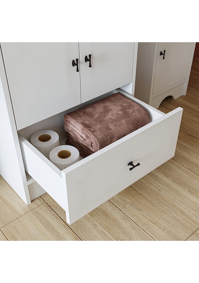 Lavabolu Mat Beyaz Mdf 60 Cm Çekmeceli Banyo Dolabı + Aynalı Dlp Atlantik Çam - Beyaz Lavabolu Mat Beyaz Mdf 60 Cm Çekmeceli Banyo Dolabı + Aynalı Dlp Atlantik Çam - Beyaz