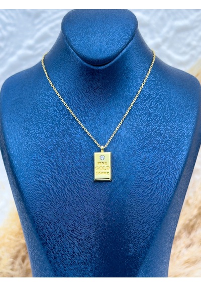 925 Ayar Gümüş Gold Renk Gram Kolye Altın Görünümlü Özel Tasarım Gümüş