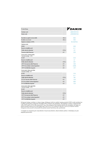 Daikin Siesta Sensira ATXF25E 9000 BTU Inverter Klima