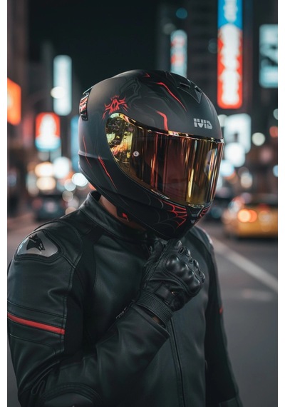Gıvı 50.x Arachno Mat  1 Renkli 1 Şeffaf Vizörlü Motosiklet Kask Gold Vizör + Şeffaf